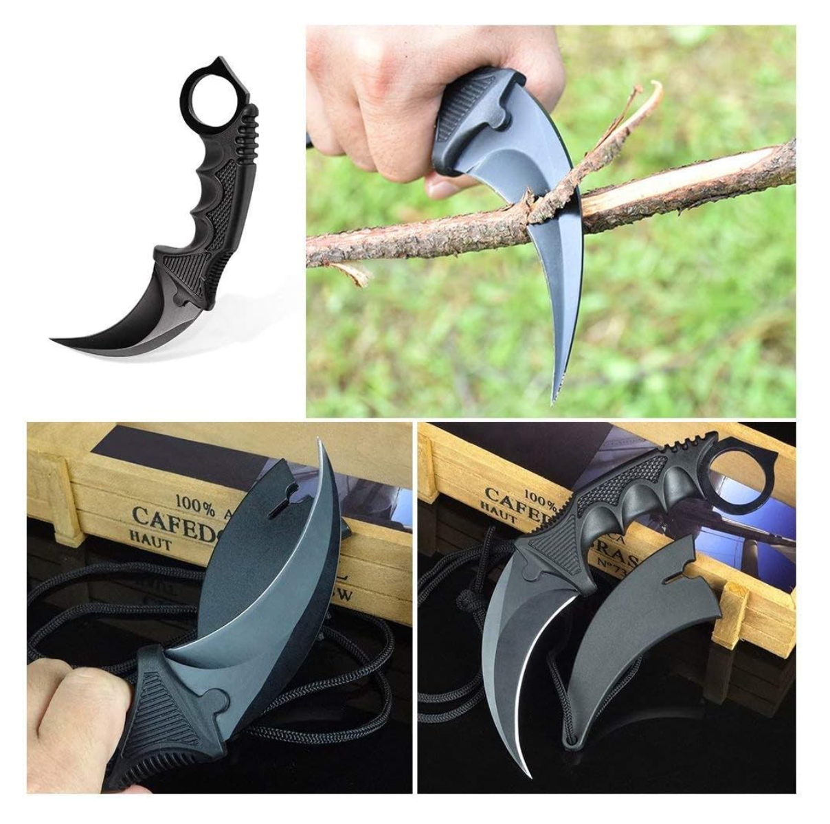 Cuchillo Karambit camping táctico
